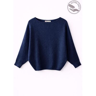 Mixray Oversized Bootneck Rippstrickpullover Marine Einheitsgröße Mixray Oversized Bootneck Rippstrickpullover Marine Einheitsgröße