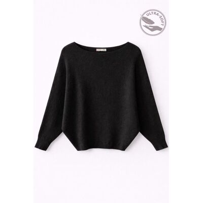 Mixray Oversized Bootneck Rippstrickpullover Schwarz Einheitsgröße Mixray Oversized Bootneck Rippstrickpullover Schwarz Einheitsgröße