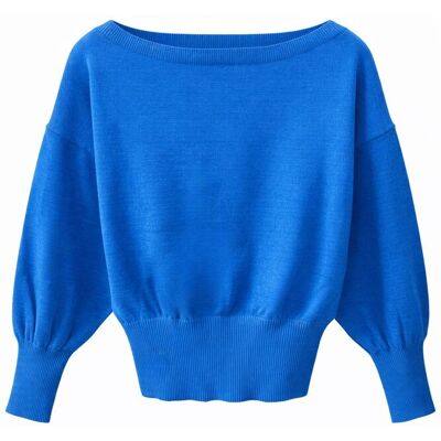 Mixray Rippenshirt mit Bootsausschnitt Himmelblau Einheitsgröße Mixray Rippenshirt mit Bootsausschnitt Himmelblau Einheitsgröße