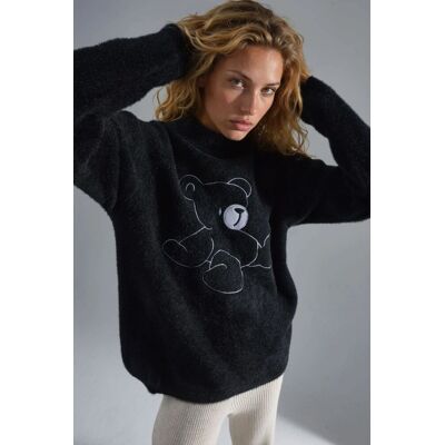 MyFashion Oversize Teddy-Bär Plüschpullover Schwarz Einheitsgröße MyFashion Oversize Teddy-Bär Plüschpullover Schwarz Einheitsgröße