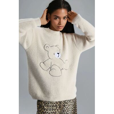 MyFashion Oversize Teddy-Bär Plüschpullover Stein Einheitsgröße MyFashion Oversize Teddy-Bär Plüschpullover Stein Einheitsgröße