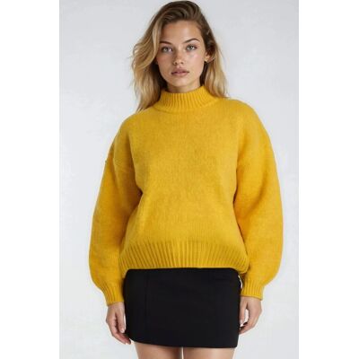 Mixray Lässiger Schnitt Rundhals Dickstrickpullover Gelb Einheitsgröße Mixray Lässiger Schnitt Rundhals Dickstrickpullover Gelb Einheitsgröße