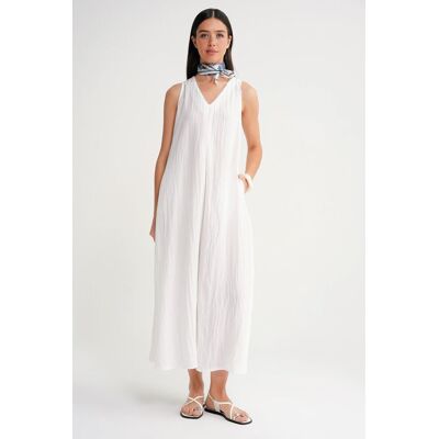 Mixray V-Ausschnitt Maxikleid Weiß M Mixray V-Ausschnitt Maxikleid Weiß M