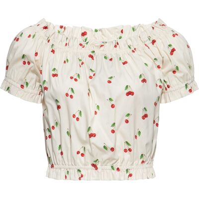 Queen Kerosin Damen Cropped Top Cherry Cremefarben M Queen Kerosin Damen Cropped Top Cherry Cremefarben M