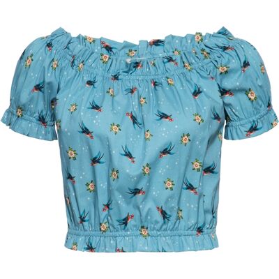 Queen Kerosin Damen Cropped Top Oldschool Tattoo Blau S Queen Kerosin Damen Cropped Top Oldschool Tattoo Blau S