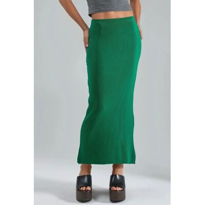 MyFashion Hochtaillierter gerippter Strick-Maxi-Rock Grün Einheitsgröße MyFashion Hochtaillierter gerippter Strick-Maxi-Rock Grün Einheitsgröße