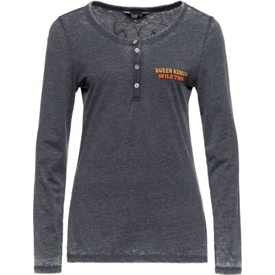 Queen Kerosin Damen Enzym Wash Langarmshirt Rock Your Life Grau S Queen Kerosin Damen Enzym Wash Langarmshirt Rock Your Life Grau S