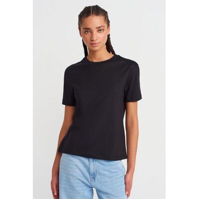 Dilvin Damen Baumwoll-Modal Rundhalsausschnitt T-Shirt Schwarz S Dilvin Damen Baumwoll-Modal Rundhalsausschnitt T-Shirt Schwarz S