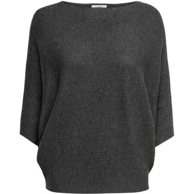 Only - Pullover Top für Damen, Rundhalsausschnitt, Kastig, Angeschnitten (Dunkelgraue Melange) Dunkles Marineblau EU 36 / UK 8 Only - Pullover Top für Damen, Rundhalsausschnitt, Kastig, Angeschnitten (Dunkelgraue Melange) Dunkles Marineblau EU 36 / UK 8