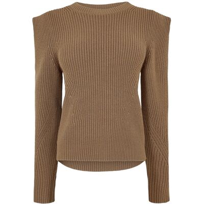 Boss - Pullover für Damen, Rundhalsausschnitt, Regulär, Langärmlig (Braun) Braun EU 42 / UK 14 Boss - Pullover für Damen, Rundhalsausschnitt, Regulär, Langärmlig (Braun) Braun EU 42 / UK 14