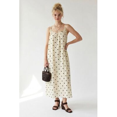 Mixray Punktmuster A-Linien-Maxikleid Creme M Mixray Punktmuster A-Linien-Maxikleid Creme M