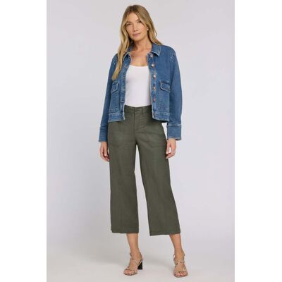 Nydj Weite Cargo-Capri-Hosen aus Stretch-Leinen Grün EU 38 / UK 10 Nydj Weite Cargo-Capri-Hosen aus Stretch-Leinen Grün EU 38 / UK 10
