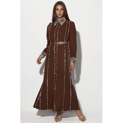 MSN Collection Leopardenmuster Maxi Hemdkleid Braun M MSN Collection Leopardenmuster Maxi Hemdkleid Braun M