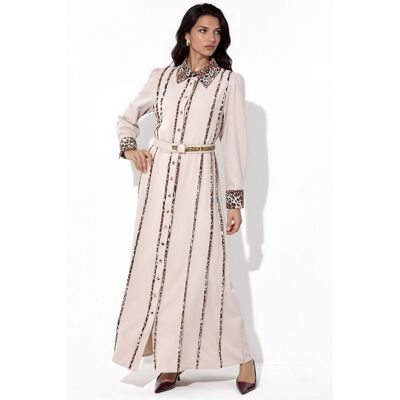 MSN Collection Leopardenmuster Maxi Hemdkleid Beige L MSN Collection Leopardenmuster Maxi Hemdkleid Beige L