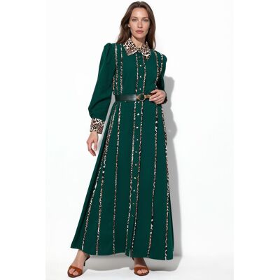 MSN Collection Leopardenmuster Maxi-Shirtkleid Mehrfarben M MSN Collection Leopardenmuster Maxi-Shirtkleid Mehrfarben M