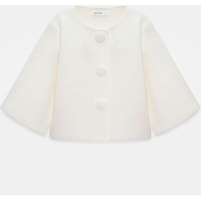 Dilvin Crop-Jacquard-Button-Cardigan Creme Einheitsgröße Dilvin Crop-Jacquard-Button-Cardigan Creme Einheitsgröße
