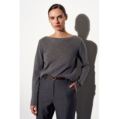 Dilvin Kaschmerestrick-Pullover mit Bootsausschnitt Holzkohle Einheitsgröße Dilvin Kaschmerestrick-Pullover mit Bootsausschnitt Holzkohle Einheitsgröße