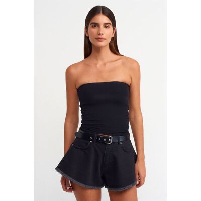 Dilvin Trägerlose Bodycon Bandeau-Bluse Schwarz L Dilvin Trägerlose Bodycon Bandeau-Bluse Schwarz L