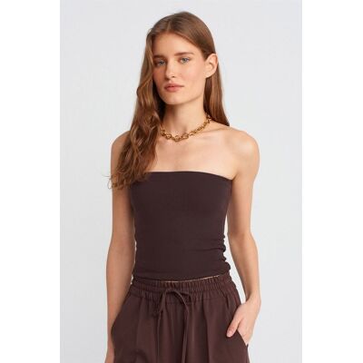 Dilvin Trägerlose Bodycon Bandeau-Bluse Braun L Dilvin Trägerlose Bodycon Bandeau-Bluse Braun L