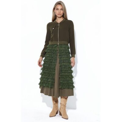 MSN Collection Lange strukturierte Popelinejacke Khaki M MSN Collection Lange strukturierte Popelinejacke Khaki M