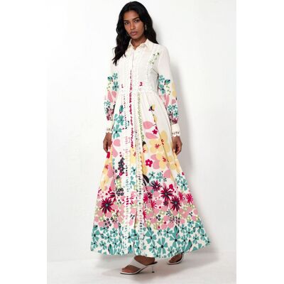 MSN Collection Blumen A-Linie Maxikleid Mehrfarben M MSN Collection Blumen A-Linie Maxikleid Mehrfarben M