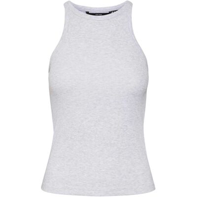 Vero Moda - Ärmelloses Oberteil für Damen, Rundhalsausschnitt, gerippt, Regulär (Hellgrau meliert) Hellgrau EU 40 / UK 12 Vero Moda - Ärmelloses Oberteil für Damen, Rundhalsausschnitt, gerippt, Regulär (Hellgrau meliert) Hellgrau EU 40 / UK 12