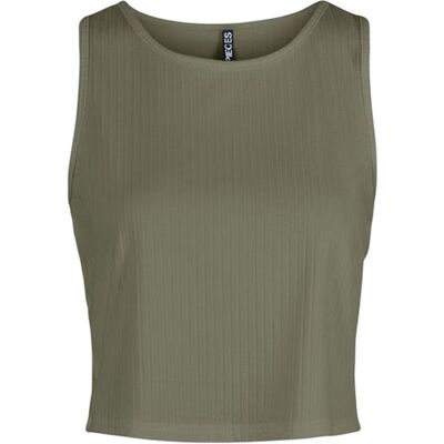 Pieces - Ärmelloses Oberteil für Damen, kurz geschnitten, Schmal, Ärmellos (Tiefgrün) Grün EU 46 / UK 18 Pieces - Ärmelloses Oberteil für Damen, kurz geschnitten, Schmal, Ärmellos (Tiefgrün) Grün EU 46 / UK 18