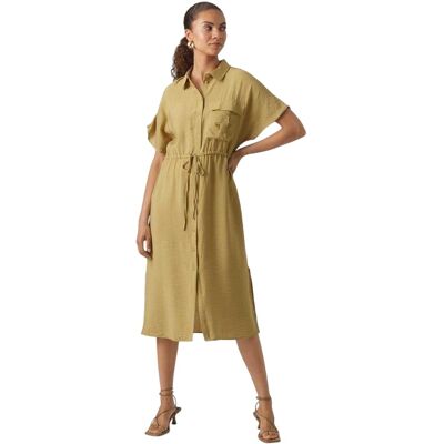 Vero Moda - "Iris" Midi Hemd Kleid für Damen, Mit Kragen (Khaki) Khaki EU 36 / UK 8 Vero Moda - "Iris" Midi Hemd Kleid für Damen, Mit Kragen (Khaki) Khaki EU 36 / UK 8