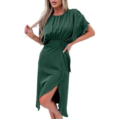 AX Paris - Midikleid für Damen, Gesammelt, Polyester, Fledermaus-Ärmel (Petrol) Blaugrün EU 36 / UK 8 AX Paris - Midikleid für Damen, Gesammelt, Polyester, Fledermaus-Ärmel (Petrol) Blaugrün EU 36 / UK 8