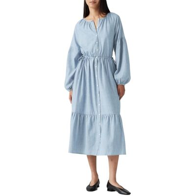 Levis - "Jolene" Maxikleid für Damen, Rundhalsausschnitt, 3/4 Ärmel (Hellblau) Blau EU 40 / UK 12 Levis - "Jolene" Maxikleid für Damen, Rundhalsausschnitt, 3/4 Ärmel (Hellblau) Blau EU 40 / UK 12
