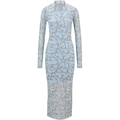 Hugo - "Nasuse 2" Maxikleid für Damen, Netzmaterial (Blau) Blau L Hugo - "Nasuse 2" Maxikleid für Damen, Netzmaterial (Blau) Blau L