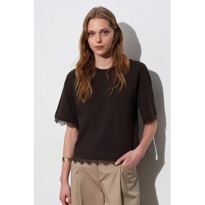 Dilvin Damen Baumwoll-Elasthan Rundhals T-Shirt Schwarz M Dilvin Damen Baumwoll-Elasthan Rundhals T-Shirt Schwarz M