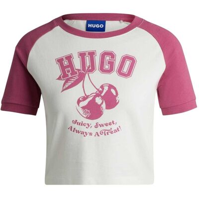 Hugo - kurzes T-Shirt für Damen, Rundhalsausschnitt, kurzärmlig (Mittelrosa) Hell-Pink XS Hugo - kurzes T-Shirt für Damen, Rundhalsausschnitt, kurzärmlig (Mittelrosa) Hell-Pink XS