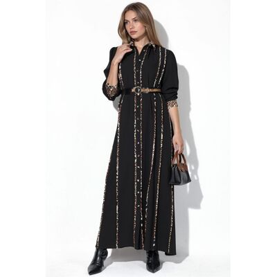 MSN Collection Leopardenmuster Maxi Hemdkleid Schwarz M MSN Collection Leopardenmuster Maxi Hemdkleid Schwarz M