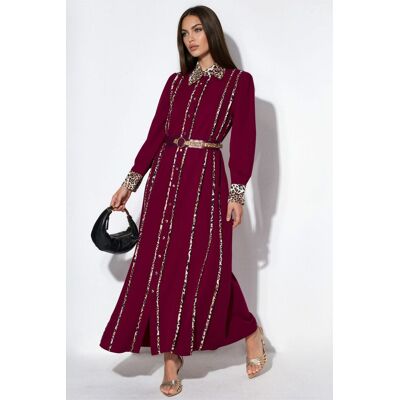 MSN Collection Leopardenmuster Maxi Hemdkleid Rot M MSN Collection Leopardenmuster Maxi Hemdkleid Rot M