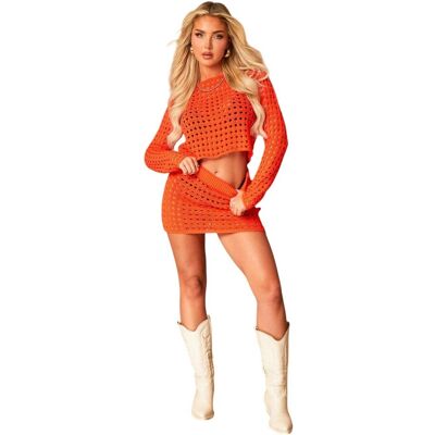 Missyempire Missy Empire - Minirock für Damen, gehäkelt, Hoch geschnitten (Orange) Orange EU 38 / UK 10 Missyempire Missy Empire - Minirock für Damen, gehäkelt, Hoch geschnitten (Orange) Orange EU 38 / UK 10