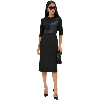 Boss - "Dezona" Midikleid für Damen, Rundhalsausschnitt (Schwarz) Schwarz EU 34 / UK 6 Boss - "Dezona" Midikleid für Damen, Rundhalsausschnitt (Schwarz) Schwarz EU 34 / UK 6