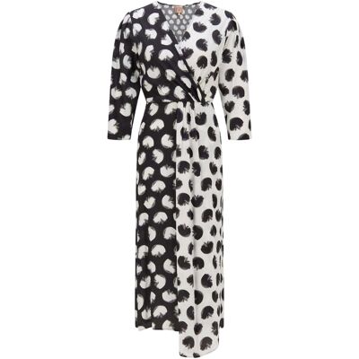 Boss - Wickelkleid für Damen, 3/4 Ärmel (Schwarz/Weiß) Schwarz EU 34 / UK 6 Boss - Wickelkleid für Damen, 3/4 Ärmel (Schwarz/Weiß) Schwarz EU 34 / UK 6