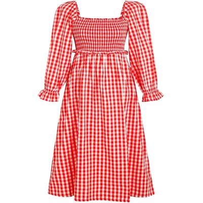 Miso - Midikleid für Damen, Langärmlig (Rot/Weiß) Rot EU 36 / UK 8 Miso - Midikleid für Damen, Langärmlig (Rot/Weiß) Rot EU 36 / UK 8