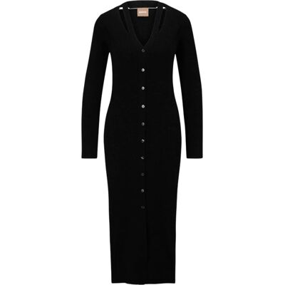 Boss - Midikleid für Damen, Baumwolle (Schwarz) Schwarz EU 40 / UK 12 Boss - Midikleid für Damen, Baumwolle (Schwarz) Schwarz EU 40 / UK 12
