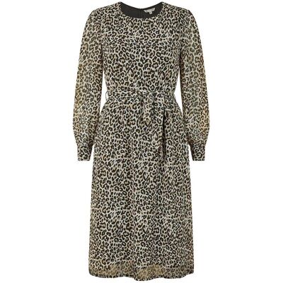 Yumi - Kleid mit ausgestelltem Rock für Damen, Rundhalsausschnitt (Braun/Schwarz) Braun EU 36 / UK 8 Yumi - Kleid mit ausgestelltem Rock für Damen, Rundhalsausschnitt (Braun/Schwarz) Braun EU 36 / UK 8