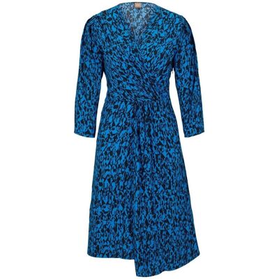 Boss - Wickelkleid für Damen, V-Ausschnitt (Blau) Blau EU 36 / UK 8 Boss - Wickelkleid für Damen, V-Ausschnitt (Blau) Blau EU 36 / UK 8