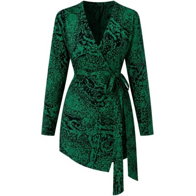AX Paris - Minikleid für Damen, Wickel, Langärmlig (Grün) Grün EU 36 / UK 8 AX Paris - Minikleid für Damen, Wickel, Langärmlig (Grün) Grün EU 36 / UK 8