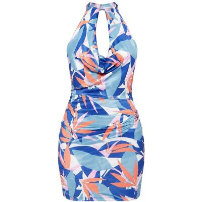 Missyempire Missy Empire - "Slinky" Minikleid für Damen, Neckholder (Blau/Bunt) Blau/Marineblau EU 34 / UK 6 Missyempire Missy Empire - "Slinky" Minikleid für Damen, Neckholder (Blau/Bunt) Blau/Marineblau EU 34 / UK 6