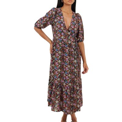 Brave Soul - Wickelkleid für Damen, Regulär (Schwarz) Schwarz EU 40 / UK 12 Brave Soul - Wickelkleid für Damen, Regulär (Schwarz) Schwarz EU 40 / UK 12