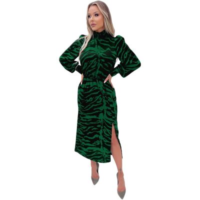 AX Paris - Midikleid für Damen, Hoch geschnitten, Polyester (Grün) Grün EU 36 / UK 8 AX Paris - Midikleid für Damen, Hoch geschnitten, Polyester (Grün) Grün EU 36 / UK 8