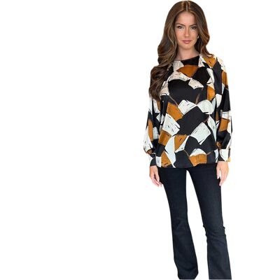 AX Paris - Bluse für Damen, Polyester (Schwarz/Weiß/Braun) Schwarz EU 36 / UK 8 AX Paris - Bluse für Damen, Polyester (Schwarz/Weiß/Braun) Schwarz EU 36 / UK 8