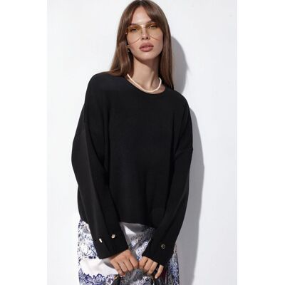 Hiccup Knopfdetaillierter Strickpullover Schwarz M Hiccup Knopfdetaillierter Strickpullover Schwarz M