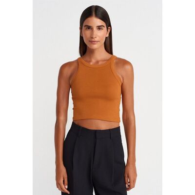 Dilvin Rippstrick Baumwollmischung Ärmelloses Crop Top Gelb L Dilvin Rippstrick Baumwollmischung Ärmelloses Crop Top Gelb L