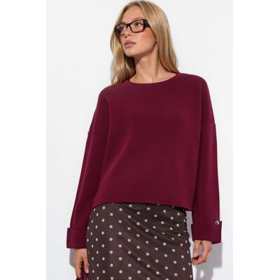 Hiccup Knopfdetaillierter Strickpullover Burgund M Hiccup Knopfdetaillierter Strickpullover Burgund M
